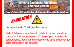 ANNULATION du trail des ruisseaux !!!