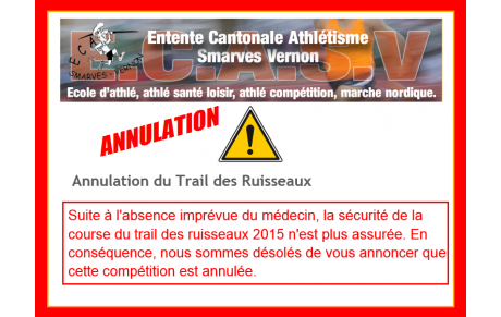 ANNULATION du trail des ruisseaux !!!